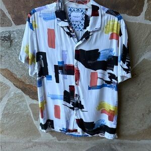 Denim & Flower Abstract Print Men's viscose Shirt